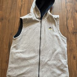 Vintage 90's Adidas Full Zip Reversible Vest Hoodie Mens XL BLUE GREY
