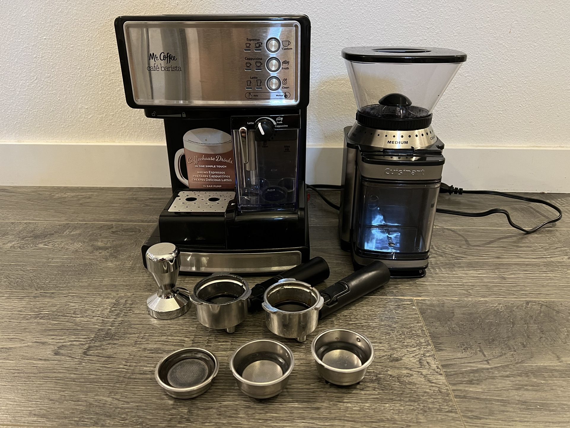 Coffee Cafe Barista Espresso Maker And Cuisinart Coffee Grinder
