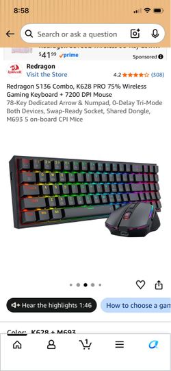 Redragon S136 Wireless Keyboard and Mouse Combo