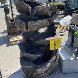 4 Tiered Tree Trunk Water Fountain With LED Lighting 