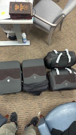 Lamborghini Black Carry On Luggage Set Rolling Suitcase & Duffel Bag 4 pcs total
