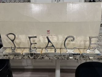 5 Pottery Barn Silver Stocking Holders: PEACE