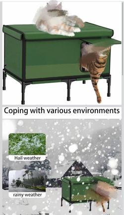 R2） Heated Cat House for Outdoor Cat in Winter,Waterproof & Insulated Cat House,Insulated Outdoor Weatherproof Elevated Cat Shelter,with Pet Heating P