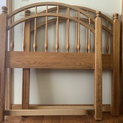 TWO TWIN SPINDLE HEADBOARDS, SOLID OAK, 41.5W X 47H