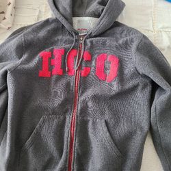 Hollister HCO Men's Sz Small Grey Red Hoodie