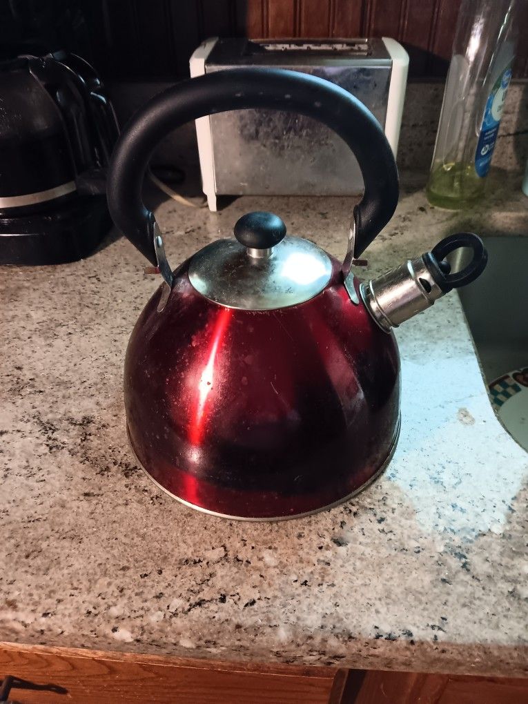 Cute Red Whistling Teapot