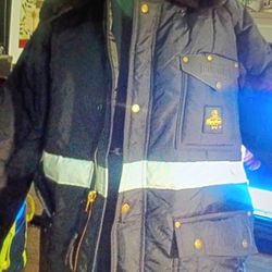 REFRIGI WEAR IRON-TUFF ENHANCED VISIBILITY REFLECTIVE SIBERIAN WORK WEAR JACKET SIZE 2XL