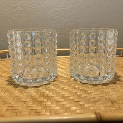 Set Of 2 Glass Containers/Candle  Holders