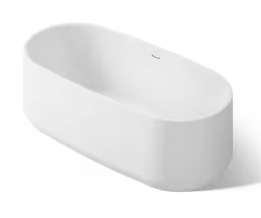 Ceric 60” x 30” Soaking Bathtub with Center Drain in White
