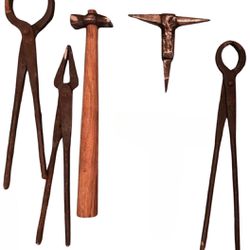 Blacksmith Tool Lot, Tongs Hammer & Anvil 