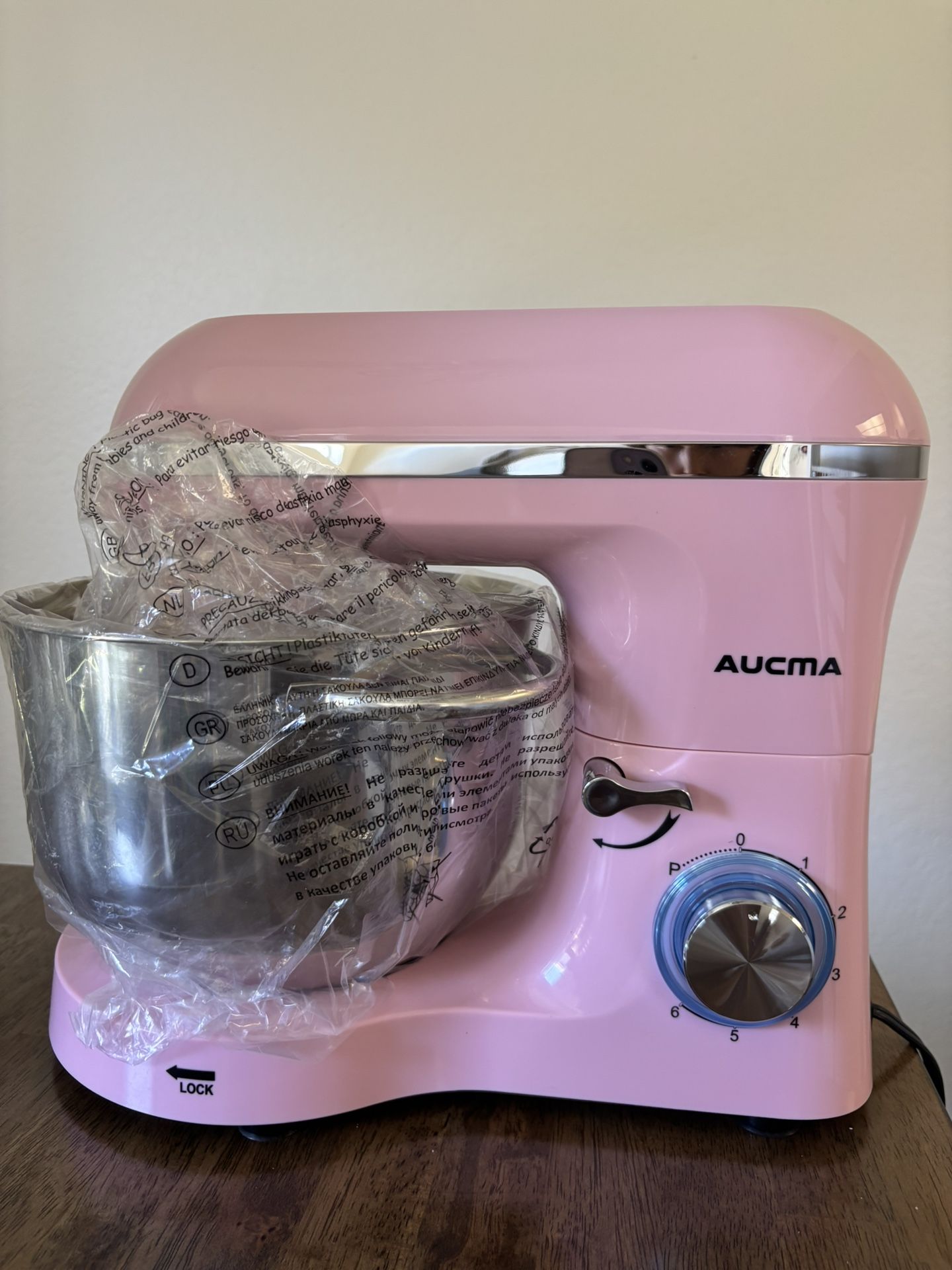 Aucma Stand Mixer,6.5-QT 660W 6-Speed Tilt-Head Food Mixer, Kitchen Electric Mixer with Dough Hook, Wire Whip & Beater (6.5QT, Pink)