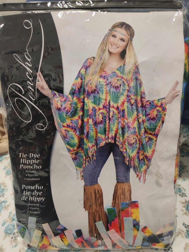 Halloween tie dye poncho costume