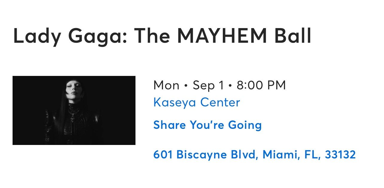 Lady Gaga Tickets Miami September 1