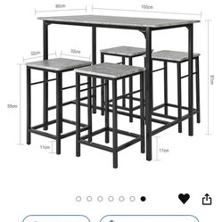 Small Dining Room Table With Four Matching Stools