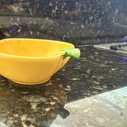 Bright Lemon Shaped Ceramic Mini Bowl Ash Tray Jewelry Holder Sauces