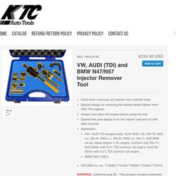 Audi Injector Removal Kit 