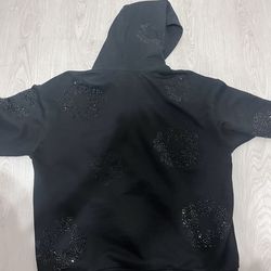 Denim Tear Hoodie Rhinestone