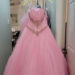 Quinceañera Dress Pink/gold