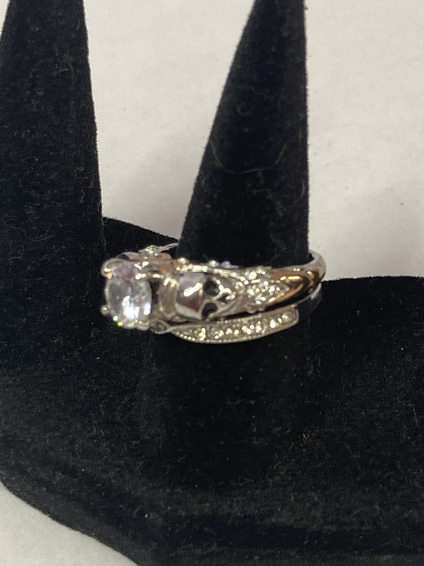 Gothic Skull Engagement Wedding Ring, Size 7