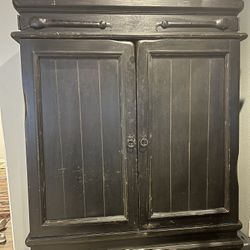 Rustic Black Solid Wood Armoire – Reclaimed Look, Heavy & High Quality