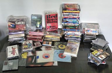 Bulk Lot of Media - Books VHS DVD CD Vinyl Cassettes