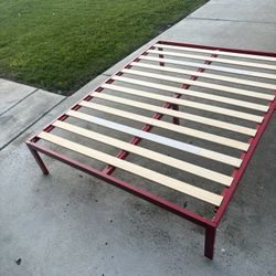 Queen Red Metal Bed Frame