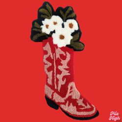 Cowboy Boot Tufted Wall Hanging