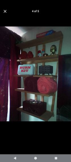 Handmade wooden ladder shelf