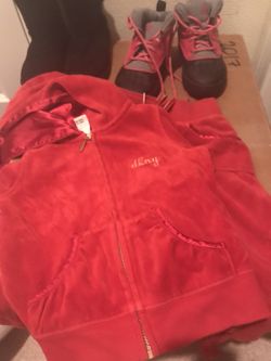 Toddler Girl RED DKNY Velour Sweatsuit