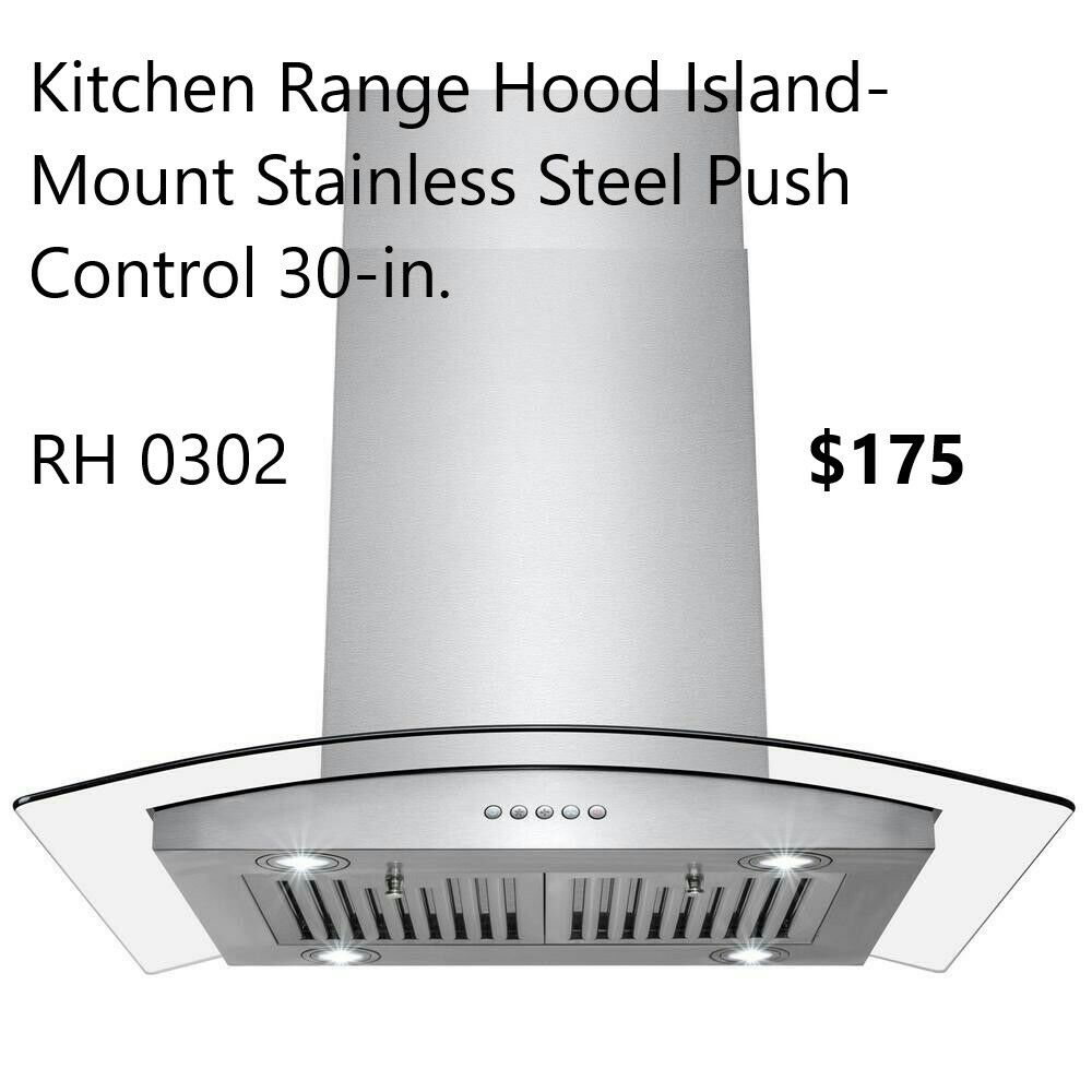 30in. Kitchen Rangehood island mount push control