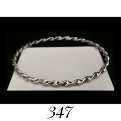 7.75" Handcrafted "Elaine Tahe" Sterling Silver Twisted Wire Bangle Bracelet, Made in USA