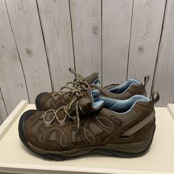 Keen 52001-SHBL Shasta Blue Trail Hiking Shoe Womens Sz 7.5 Brown Suede Leather