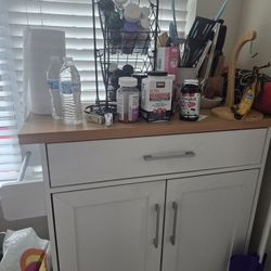Kitchen Island Cart With Double Doors And Drawer