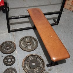 Champion Barbell Bench With Bar And Weights