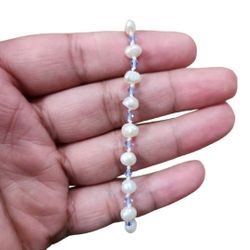 S925 Clasp Pearl & Blue Gemstones Handmade Bracelet