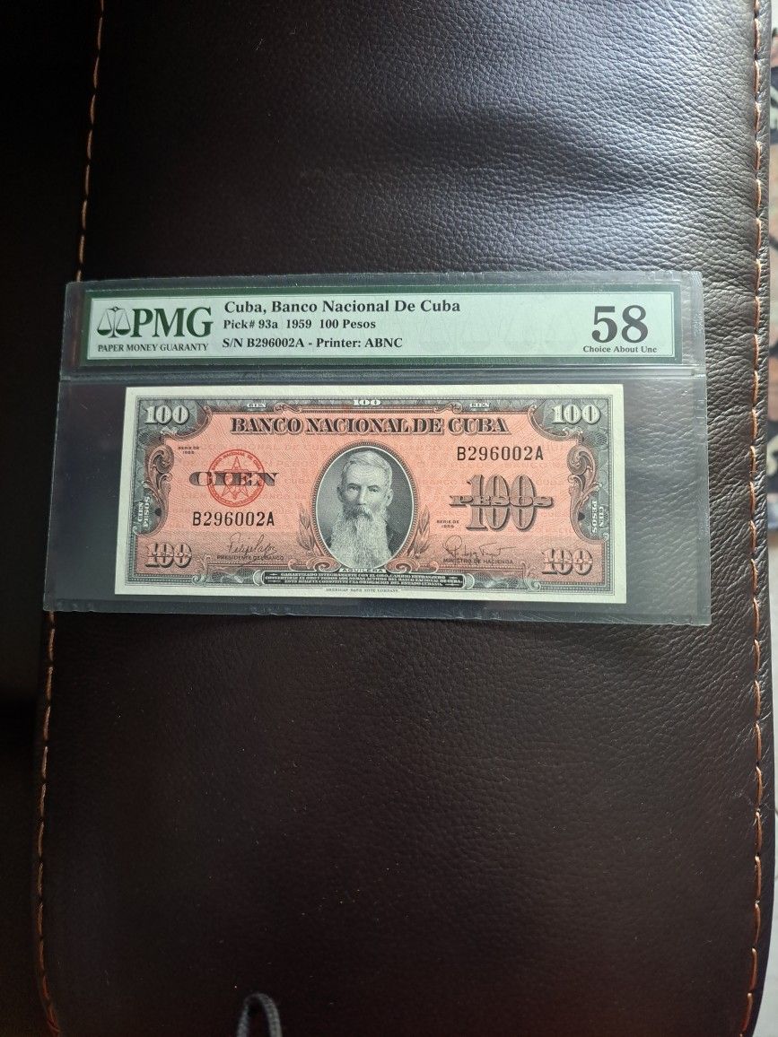 1959, $100 Cuba PMG 58