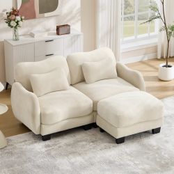 Rosedale 71" Modular L-Shaped Curve Design Sectional Sofa with Ottoman