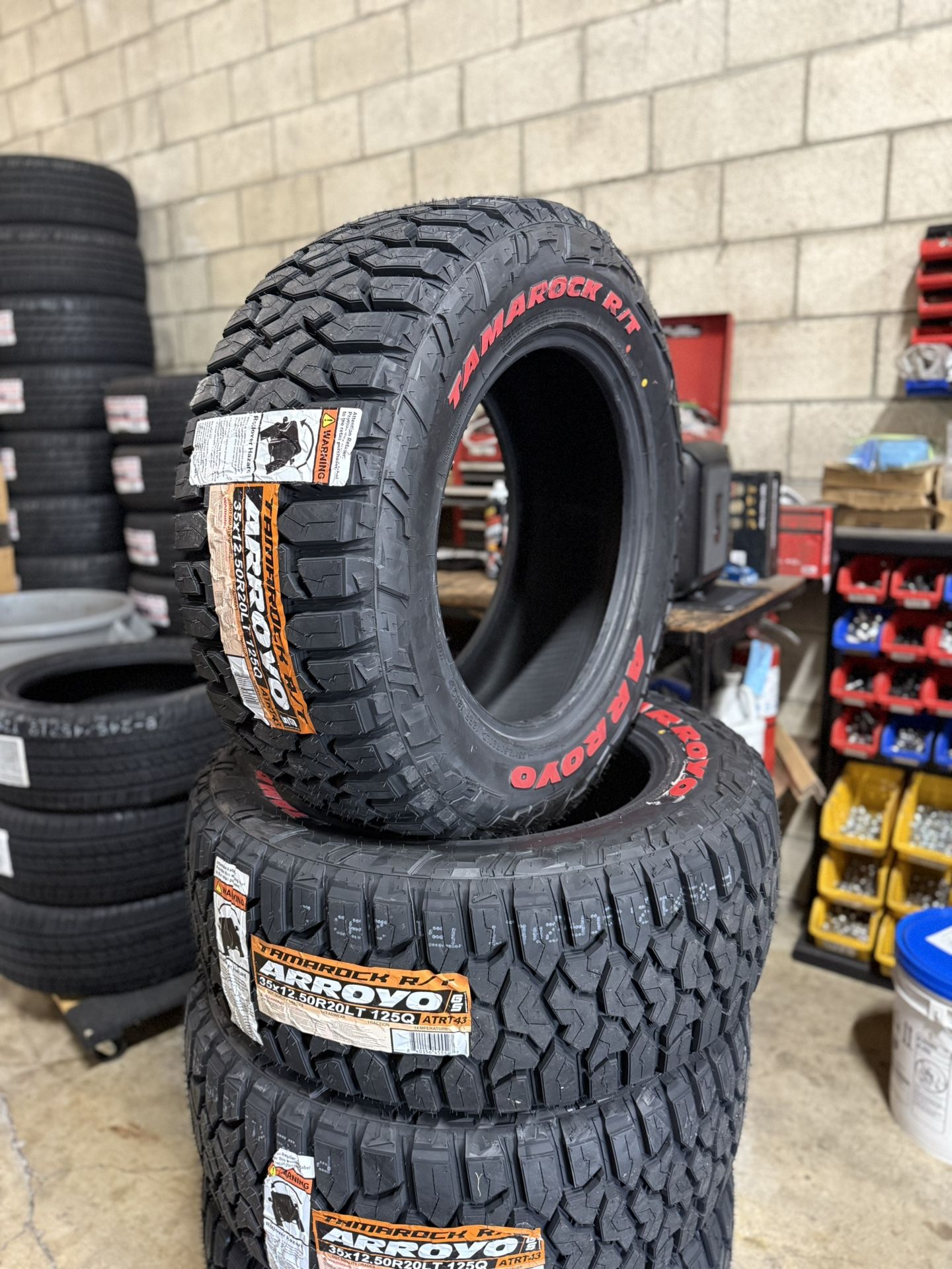 New Set Of (4) 35x12.50R20 Arroyo RT Red Letter Tires For Sale