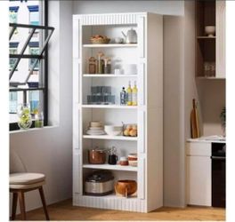 XK00517. 6-Tier Modern Wood Bookshelf, 73 Inch Freestanding Display Storage Shelves for Living Room