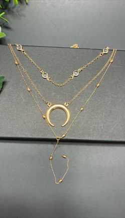 Fashion Boho Choker Necklace Vintage Moon Long Chain Multilayer Necklace