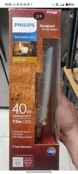 Dimmable LED amber light Philips T20 bulb