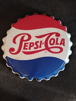 Vintage 19" Pepsi cola Bottle cap metal sign