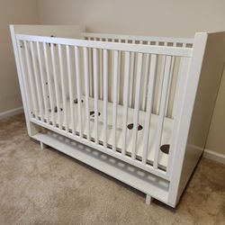 Baby CRIB White Wood Nursery Toddler Bed