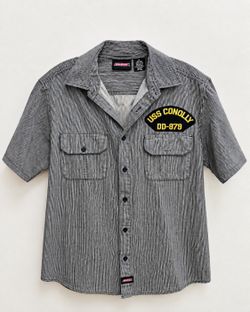 USN USS Conolly DD-979 Dickies Hickory Work Shirt XL
