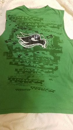 Hawk boys 14/16 sleeveless green %100 cotton shirt