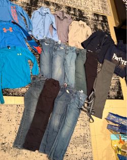 Large bundle of all seasons size medium 8 boys clothing pants jeans shorts long sleeve short sleeve button up