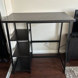 Sturdy Standing Office Desk With 3 Bookshelves 