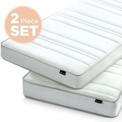 2 - Zinus 6 Inch Foam / Spring Twin Mattress-in-a-Box for Bunk Beds. 2 Pc Set. OPEN BOX NEW UNUSED
