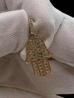 1" Gold stone Hamsa hand pendant #31533