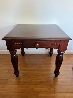 Dark Cherry Wood End Table or Night Stand with Drawer